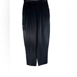 Dior Petites Women Black Pants with Tailored Straight-Leg Cut Silk Size 12